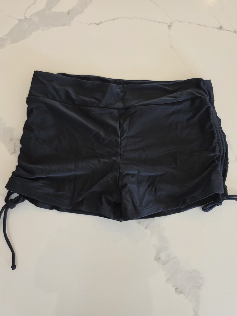 Women’s Black Ruched Side Swim Shorts - Booty Shorts 2XL NEW!